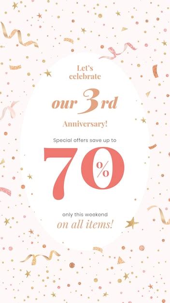 Anniversary sale template with 70% off for social media post | Free Vector