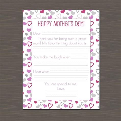 Mother's Day Fill-in Letter From Kids (PDF) - Etsy