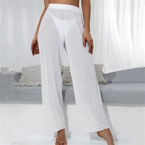 Baqcunre Mesh Ruffle Trim Cover Up Pants Cover Up Wrap Shiny Wraps ...