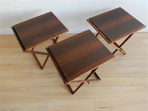 Set of rosewood folding tables designed by Illum Wikkelso for Silkeborg ...
