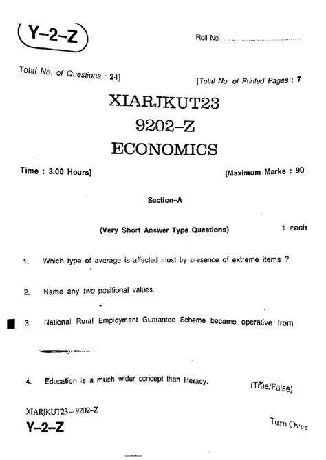 Class 11 Economics 9202 Z Notes for J.K. Bose - 2023 - Studocu