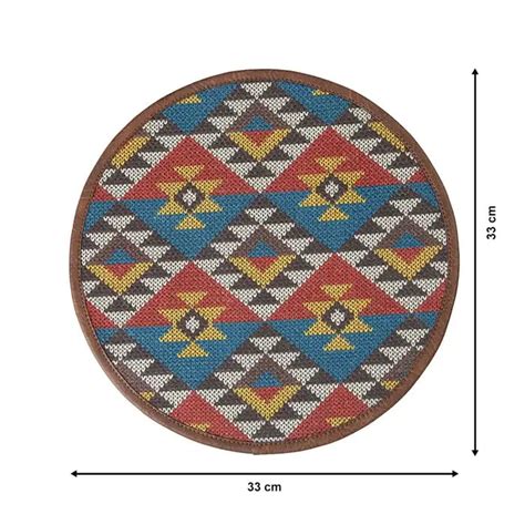 Mona B - Set of 2 Printed Placemats, 13 INCH Round, Best for Bed-Side