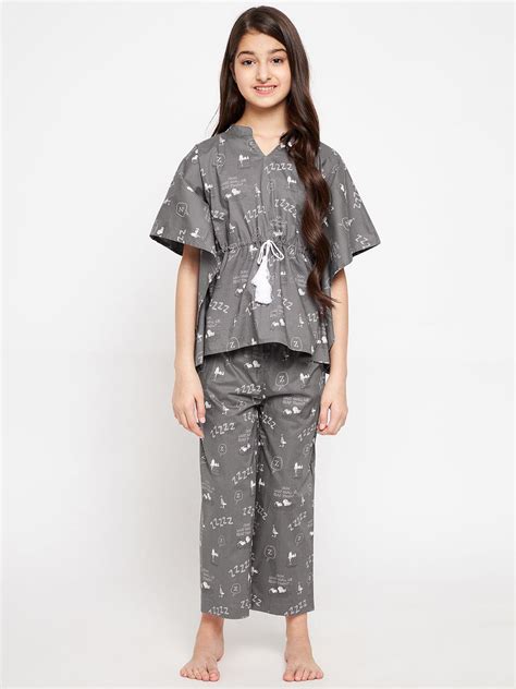 Buy Girls Grey Snoopy Fancy Kaftan Nightwear Set â‚¬€œ The Kaftan Company