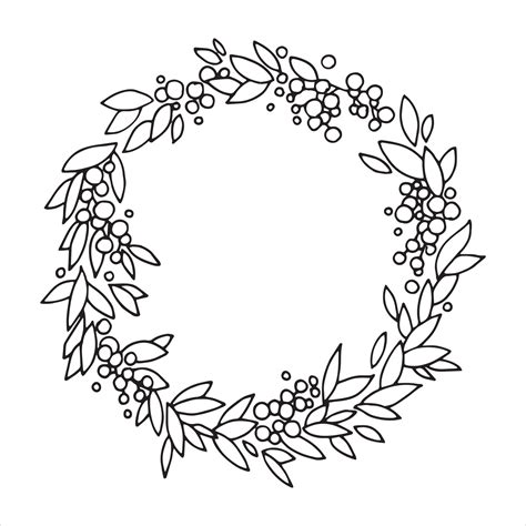 vector drawing in doodle style. Christmas wreath. simple illustration ...