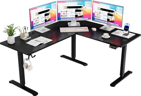 Furmax 63 x 55 Inch L Shaped Standing Desk with 2 India | Ubuy
