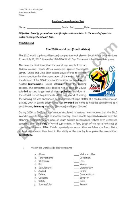 Sports Worksheet Reading 的图像结果