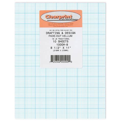Clearprint 1000H Vellum Transparent 8" x 8" Grid Sheets 8-1/2 x 11 ...
