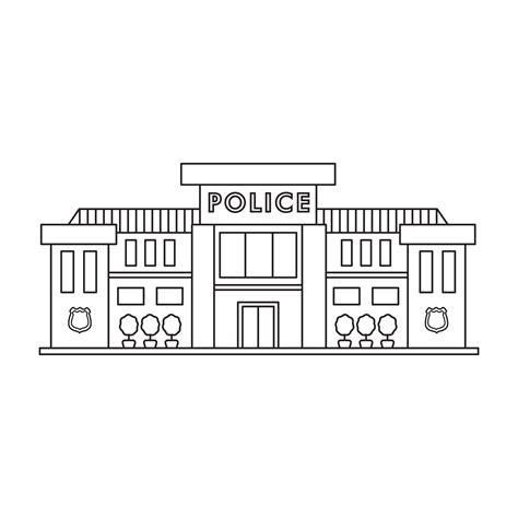 Hand drawn kids drawing Vector illustration Building of Police station ...