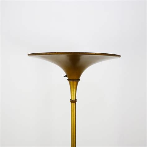 Art Deco Gold-Tone Aluminum Torchiere Floor Lamp, 1940 For Sale at 1stDibs