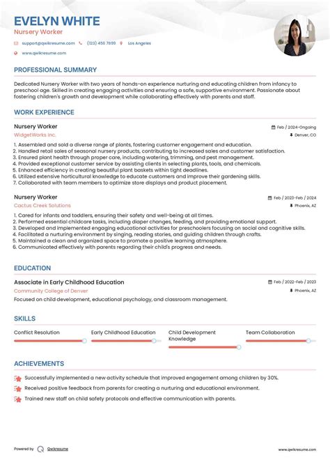Nursery Worker Resume at Elias Hull blog