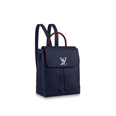 Louis Vuitton Grainy Calfskin Lockme Backpack Navy Blue/Red M43879