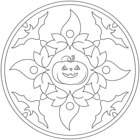 Pumpkin with Bats in Halloween Mandala coloring page - Download, Print ...