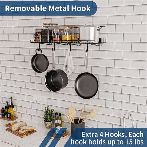 swqazcfr 4 Pack Garage Wall Shelf Garage Wall Mounted Heavy Duty Floating Shelves With 8 Hooks ...