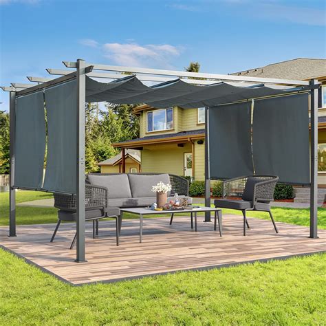 Richryce 10ftx13ft Aluminum Steel Flat Top Pergola Gazebos For Patio ...