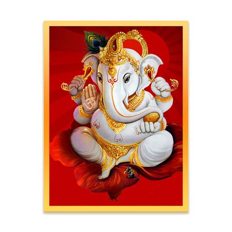 Lord Ganesh Golden Abstract Paintings – Flair Glass