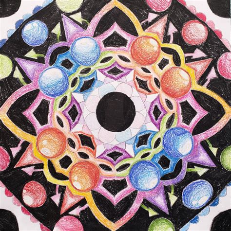 Symmetrical Balance Art Project: Abstract Design with Colored Circles ...