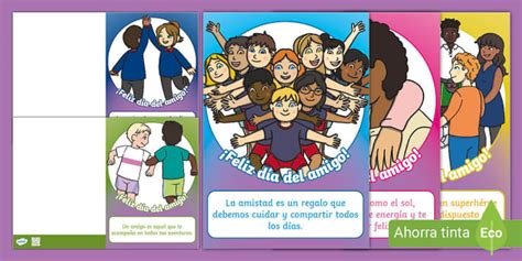 Tarjetas: Feliz día del amigo con frases (teacher made)