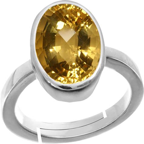 Rama & Mool Chand Trading Natural Citrine Stone Silver Adjustable Ring ...