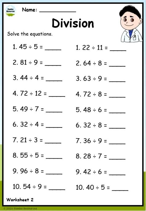 4th Grade Division Worksheet | Simple Division | Math Division|Answers - Worksheets Library