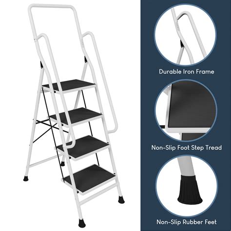 Lassic | Home Vida 4 Step Ladder With Handrail | White | SportsDirect.com