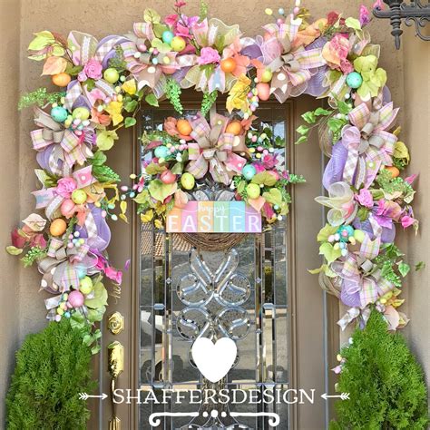Easter Garland and Wreath Set, Spring Door Decor, Easter Front Door ...