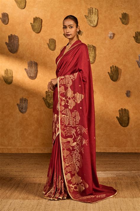 Red Zen Saree – House Of Masaba