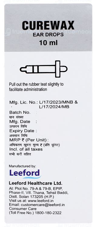 Curewax Drops 10 Ml - Uses, Side Effects, Dosage, Price | Truemeds