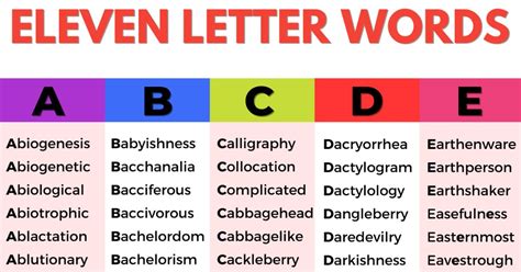 1800+ Useful 11 Letter Words from A-Z in English • 7ESL