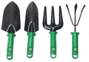 TrustBasket Green Garden Tools - Set of 4 (Cultivator, Hand fork, Small ...