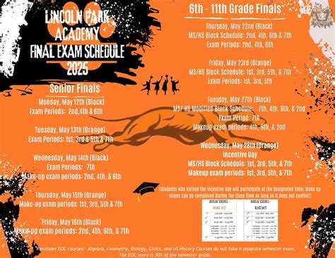 Final Exam Schedule 2024.2025 – Lincoln Park Academy