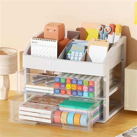 Amazon.com: Desk Organizer with Drawers, 3 Drawers Storage Organizer ...