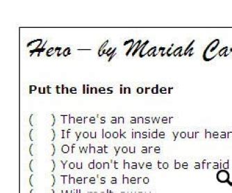 Song Worksheet: Hero by Mariah Carey (WITH VIDEO) - alternative version