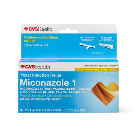 CVS Health Miconazole Yeast Infection Relief 1-Day Treatment; Day or Night (Generic Monistat)