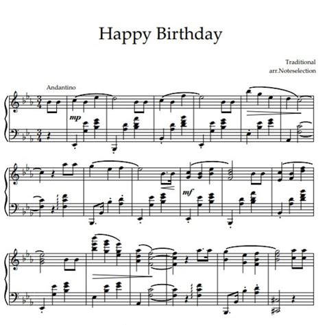 Happy Birthday piano Sheet Music - Etsy