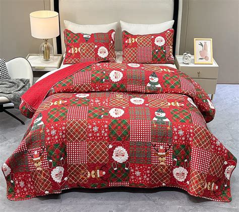 Amazon.com: CHESITY Christmas Bedding Set Queen Size Quilts Reversible ...