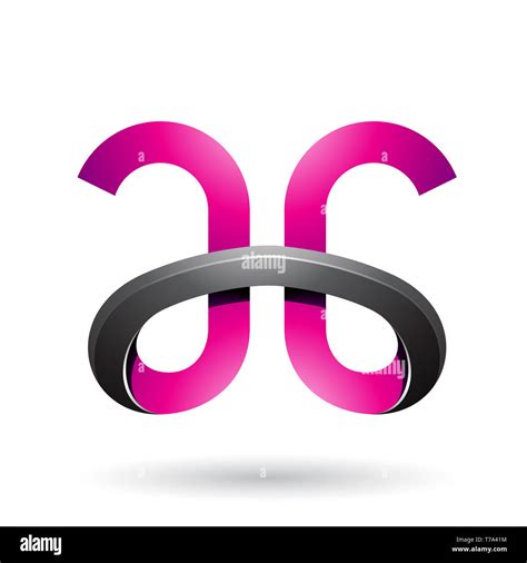 Vector Illustration of Magenta and Black Bold Curvy Letters A and G isolated on a White ...