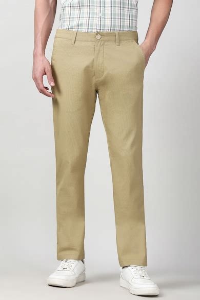 Buy Men Beige Textured Slim Fit Casual Trousers Online - 40001039 ...
