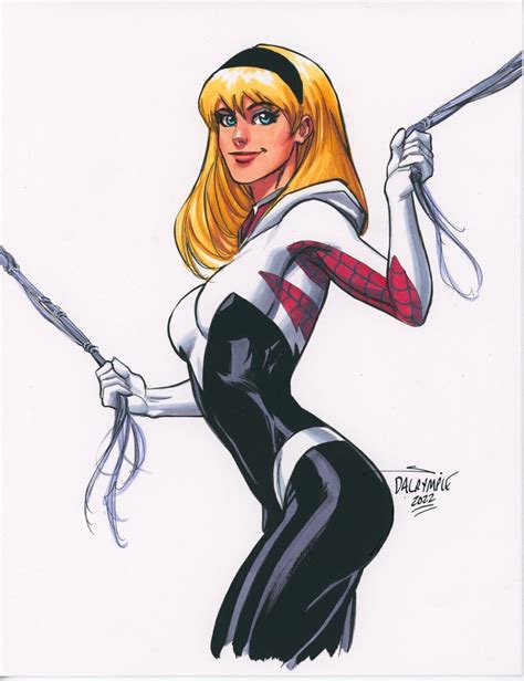 Sexy Spider Gwen Stacy Spider-Man Pin Up original art Scott Dalrymple ...