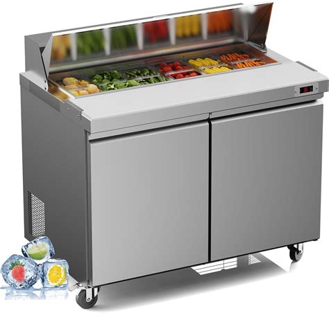 Amazon.com: VEVOR Refrigerated Condiment Prep Station, 48-Inch, 10.8Qt ...