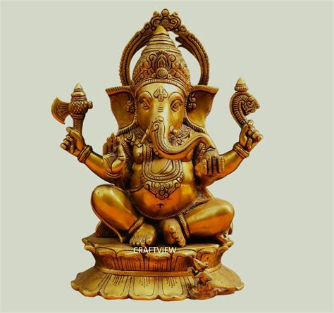 Brass Lord Ganesh Statue 14.5" – Craftview