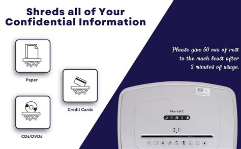 PILOT 16CC Paper,CD and Credit Card Cross Cut Shredder for Office use ...