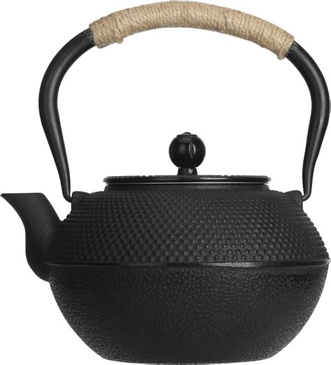 Happy Fox Cast Iron Tea Kettle - Black Japanese Tea Kettle with Removable Tea Leak for Tea Bags ...