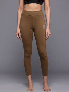 HRX by Hrithik Roshan Solid Women Brown Tights - Buy HRX by Hrithik ...