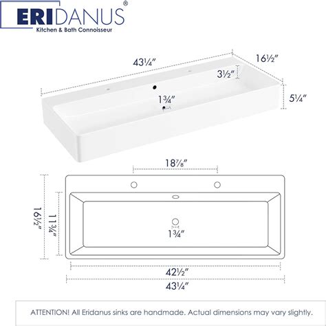 Eridanus Bathroom Sink Rectangle 43 x 16, Two Hole India | Ubuy