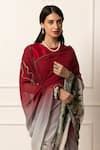 Buy Maroon Silk Organza Two Tone Saree With Unstitched Blouse Piece For ...