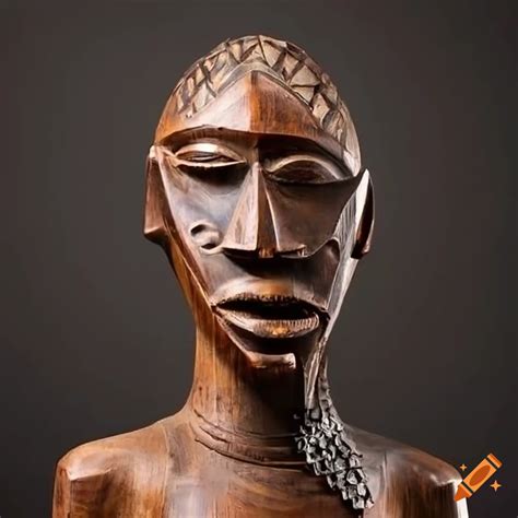 Captivating wooden sculpture inspired by west african tribal art on Craiyon