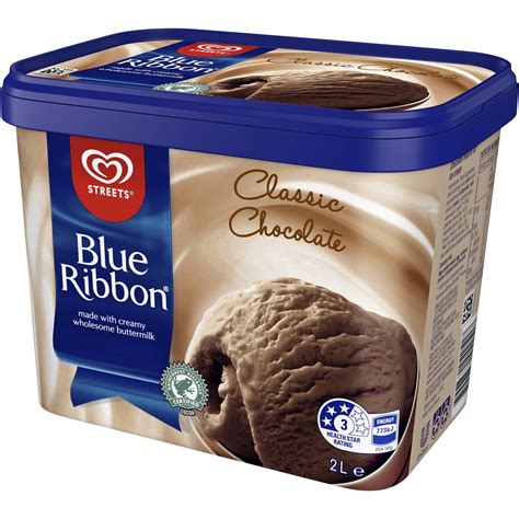 Blue Ribbon Classic Chocolate Reduced Fat Ice Cream Dessert Tub 2l ...