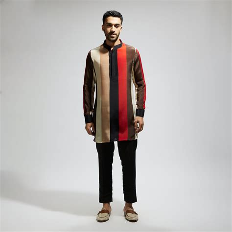 SAMSARA: STRIPE ROLLED UP SLEEVES KURTA – SVA Couture