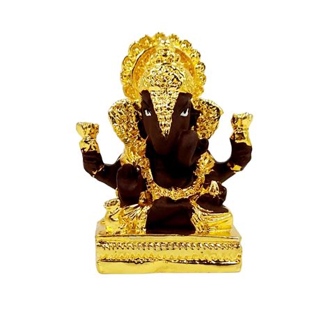 Buy ARNAVIRA® Gold Plated Dagdusheth Ganesha Idol for Car Dashboard ...