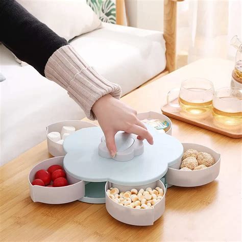 Buy Taran Five Compartments Flower Candy Box Serving Rotating Tray Dry ...